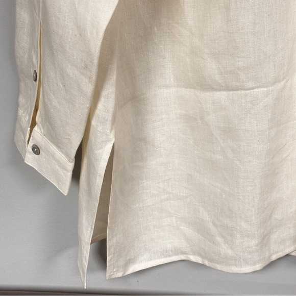 Liz Claiborne Collection Cream Button Down‎ Linen Shirt, Extra Long,  16 - Picture 8 of 10